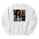 uho_uhoの読書している少女 Heavyweight Crew Neck Sweatshirt