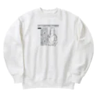 猫集めの爽やかな女性が描かれた線画 Heavyweight Crew Neck Sweatshirt