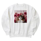 Y m @Y's shopの猫とダリア Heavyweight Crew Neck Sweatshirt