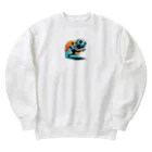 pothossysの夕日を背にサッカーボールを蹴りシュート Heavyweight Crew Neck Sweatshirt