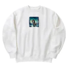 たんたん狸の不気味で可愛い森の不気味で可愛いシマウマ001 Heavyweight Crew Neck Sweatshirt