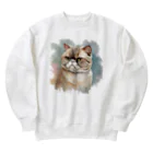 yae_8の猫　ストリートアート風 Heavyweight Crew Neck Sweatshirt