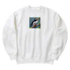 hinasoyuの枝に止まるツノメドリ Heavyweight Crew Neck Sweatshirt