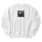 ポップな金魚たちの世界の戦闘モード金魚 Heavyweight Crew Neck Sweatshirt