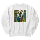 ぱぴぷSHOPのサックスを吹くシカ Heavyweight Crew Neck Sweatshirt