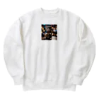 asnaynの音楽スター誕生中のネコちゃん Heavyweight Crew Neck Sweatshirt