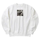 konyuの白黒恐竜 Heavyweight Crew Neck Sweatshirt