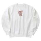 青黒黄色の猫の癒し Heavyweight Crew Neck Sweatshirt