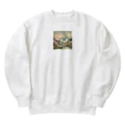 動物デザイングッズの江戸時代の絵画風 Heavyweight Crew Neck Sweatshirt