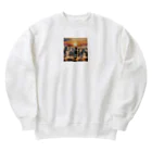 nigihayahiの夕焼けを走るシマウマ Heavyweight Crew Neck Sweatshirt