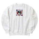 かずのこの水墨画カニ Heavyweight Crew Neck Sweatshirt