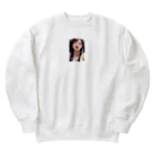 美少女学院の黒髪美少女　美鈴ちゃんメガネ Heavyweight Crew Neck Sweatshirt