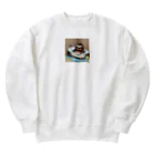 hinata__hinataのお風呂に入っているナマケモノ Heavyweight Crew Neck Sweatshirt