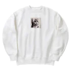 獣医学生の高橋さんの斜め上を見る猫 Heavyweight Crew Neck Sweatshirt