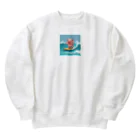 ganeshaのかわいいブタのサーフィンウェーブ Heavyweight Crew Neck Sweatshirt