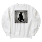 動物デザイングッズの黒猫 Heavyweight Crew Neck Sweatshirt