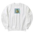 ganeshaのおもちゃの本を持ったかわいいカメ Heavyweight Crew Neck Sweatshirt