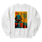 mirinconixのポジティブな思考回路のレトロなロボットくん Heavyweight Crew Neck Sweatshirt