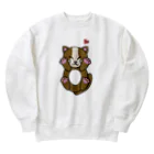 おもち。もちふわの幸せにゃんこ　茶 Heavyweight Crew Neck Sweatshirt