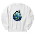 amecatsの地球と黒猫 Heavyweight Crew Neck Sweatshirt