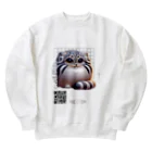 おままるの丸くなったマヌルネコ Heavyweight Crew Neck Sweatshirt