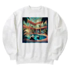 pandownloadの室内プールで遊ぶパンダ Heavyweight Crew Neck Sweatshirt