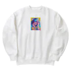 no_mi_Ke08のメガネの可愛い女の子のキャラクター Heavyweight Crew Neck Sweatshirt