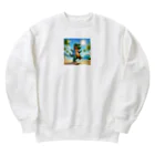 samkorのティラノサウルスのサマーバケーション Heavyweight Crew Neck Sweatshirt