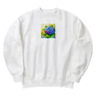 かるるんショップのあじさいとカタツムリ　雨上がり Heavyweight Crew Neck Sweatshirt