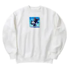 キュート＆クールのハイキック空手家クロネコ君 Heavyweight Crew Neck Sweatshirt