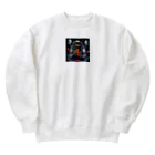 funny-itemsの亀型エイリアン、ピザを食す！ Heavyweight Crew Neck Sweatshirt