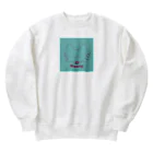 maaya0505のハニー ミントブルー×ピンクライン Heavyweight Crew Neck Sweatshirt