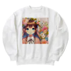 ピクセルパレットの可愛い女の子とお花10 Heavyweight Crew Neck Sweatshirt