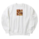 サウナーグッズショップの可愛い子犬がサウナでととのう Heavyweight Crew Neck Sweatshirt