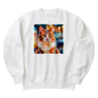 猫好きの谷の猫の水彩画/キジトラねこのイラスト Heavyweight Crew Neck Sweatshirt