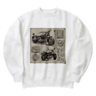 the blue seasonのクラシックバイクの設計図と計器類 Heavyweight Crew Neck Sweatshirt