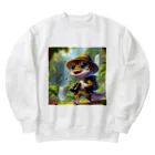 いつでもどこでもヒョウモントカゲモドキくんの探検家のヒョウモントカゲモドキ Heavyweight Crew Neck Sweatshirt