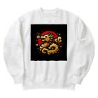 幸福龍神の幸運を呼ぶ金龍ちゃん🐉 Heavyweight Crew Neck Sweatshirt