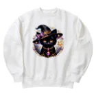 黒猫ギャラリー🐈‍⬛の黒猫の魔法使い Heavyweight Crew Neck Sweatshirt