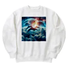 Mangetu2024の宇宙海（イルカ） Heavyweight Crew Neck Sweatshirt