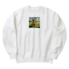 AI副業屋のショウのドット絵のゴールデンレトリバー Heavyweight Crew Neck Sweatshirt