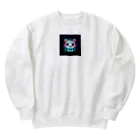 キャピキャピのネオン系の可愛い猫 Heavyweight Crew Neck Sweatshirt