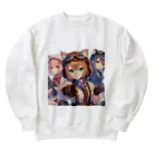 SWQAの猫パイロット仲間たち Heavyweight Crew Neck Sweatshirt