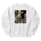 やんばるたの黒猫と白猫 電柱 Heavyweight Crew Neck Sweatshirt