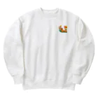 りえのダックスフンドとお花 Heavyweight Crew Neck Sweatshirt