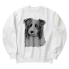 greetenのボーダーコリー　アート犬モノクロ Heavyweight Crew Neck Sweatshirt