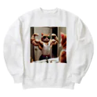 どさんこびより日和のマッスル猫 Heavyweight Crew Neck Sweatshirt