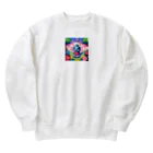 ドット職人のピクセルアート 恐竜の子ども Heavyweight Crew Neck Sweatshirt