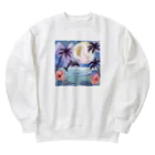 ハワイライフのイルカと満月 Heavyweight Crew Neck Sweatshirt