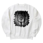 greetenのライオン　アートアニマル　モノクロ Heavyweight Crew Neck Sweatshirt